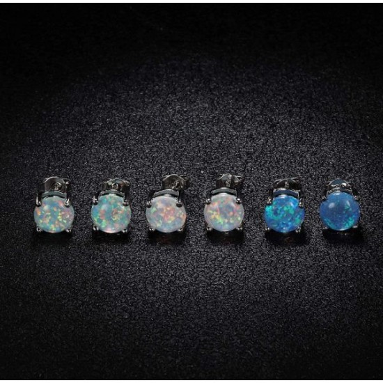 3 Pair Stud Earrings Set For Womens Teens Opal Birthstone Earrings For Sensitive Ears Round Gemstone Ear Stud Gift 4mm 6mm 8mm 3 Pair Stud Earrings Set For Womens Teens Opal Birthstone Earrings For Sensitive Ears Round Gemstone Ear Stud Gift 4mm 6mm 8mm